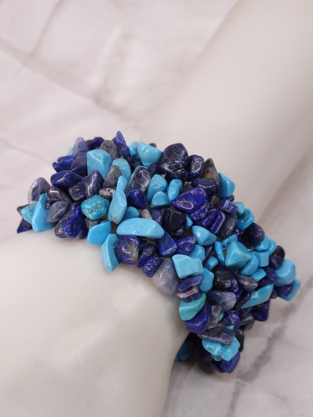 Artisan Crafted Lapis Lazuli/Turquoise Stretch Bracelet